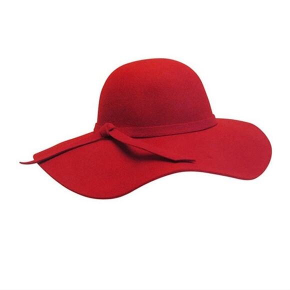 Wool Foldable Wide Brim Retro Fedora Floppy Bowler Hat in Dark Red - Picture 1 of 6